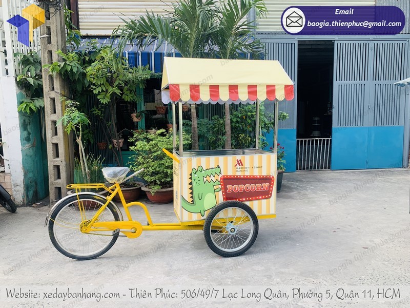 Trang trí và thiết kế xe đạp bán bắp rang bơ theo yêu cầu khách hàng